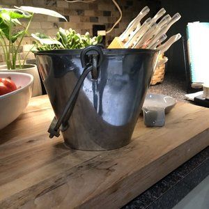 Pottery Barn Vintage Stainless Steel Handled Ice Bucket Champagne Bucket
